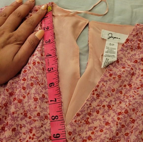 Pink summery floral dress with belt, size Small - Picture 6 of 6